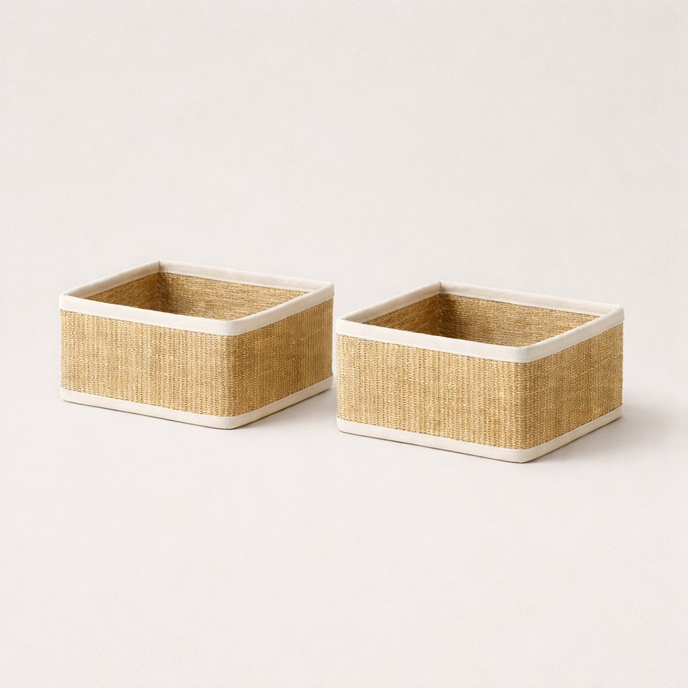 Set of 6 IKEA Seagrass Storage Baskets | Small Woven Organizers